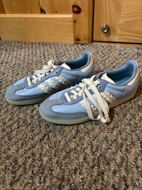 adidas Samba Light Blue & White Retro Leather Sneakers